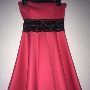 Hot Pink and Black Lace Prom/Homecoming Dress